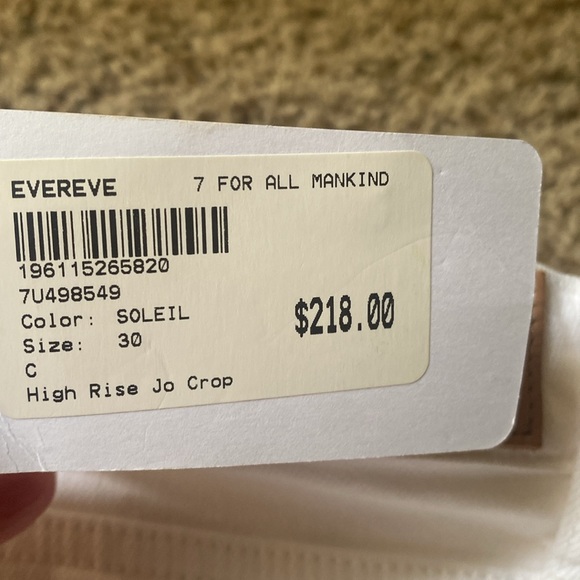 7 for all mankind - white cropped jeans - NWT - size 30 - Picture 4 of 6